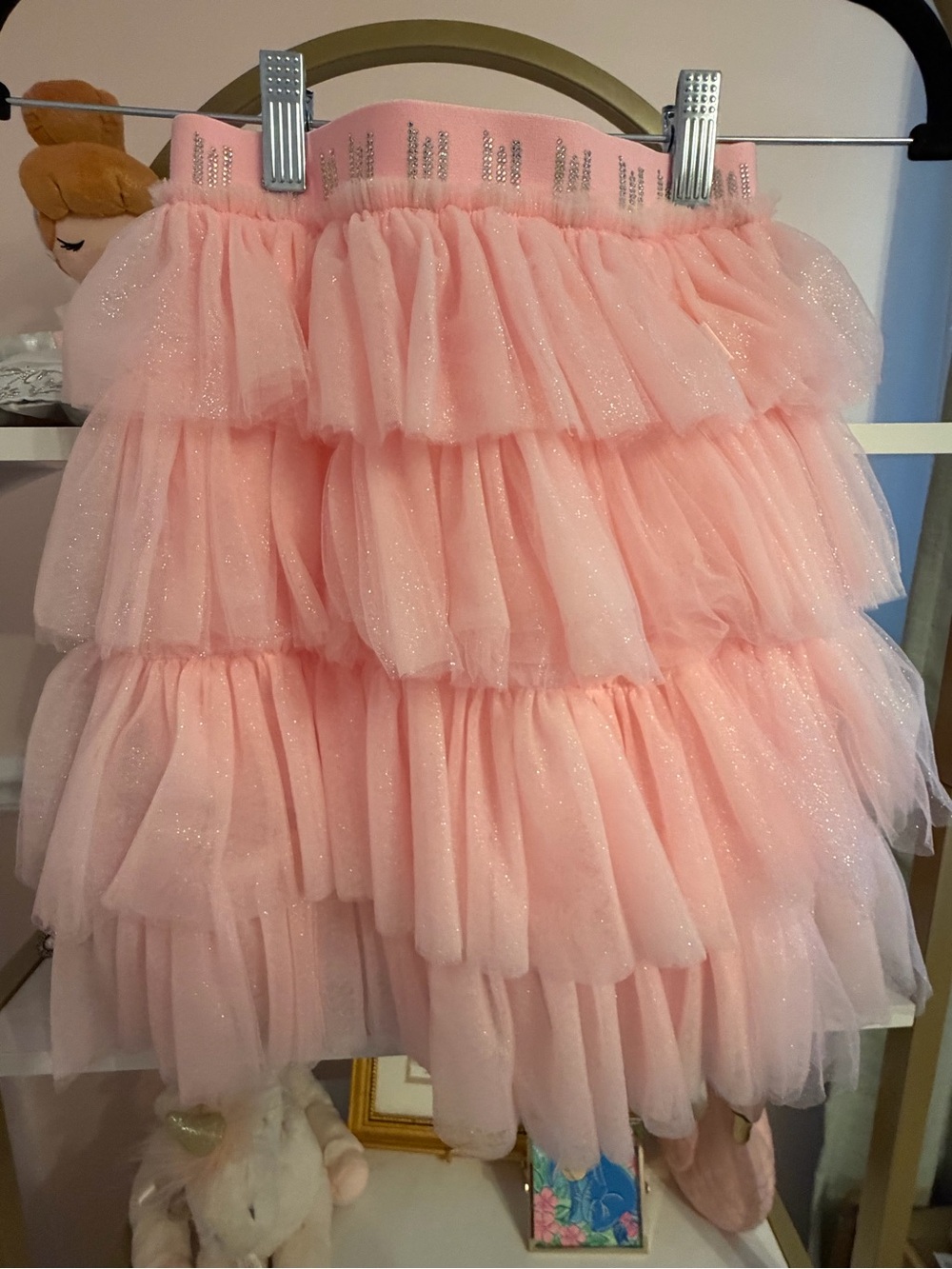 Lola + The Boys Sparkle Pink Layered Tulle Skirt